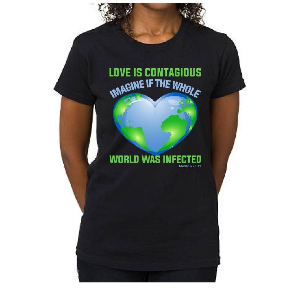 Love Contagious Black Short Sleeve Cotton T-Shirt